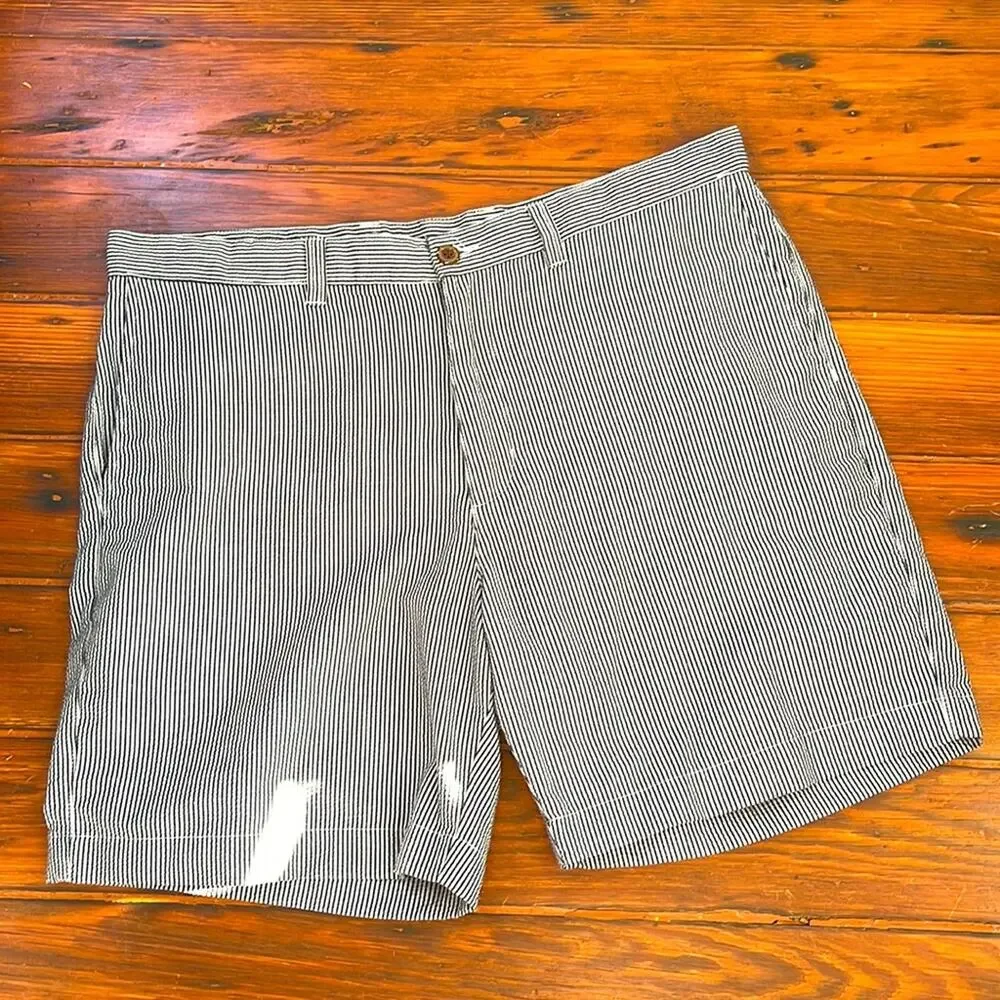 Patagonia striped textured seersucker flat front dress shorts sz 38